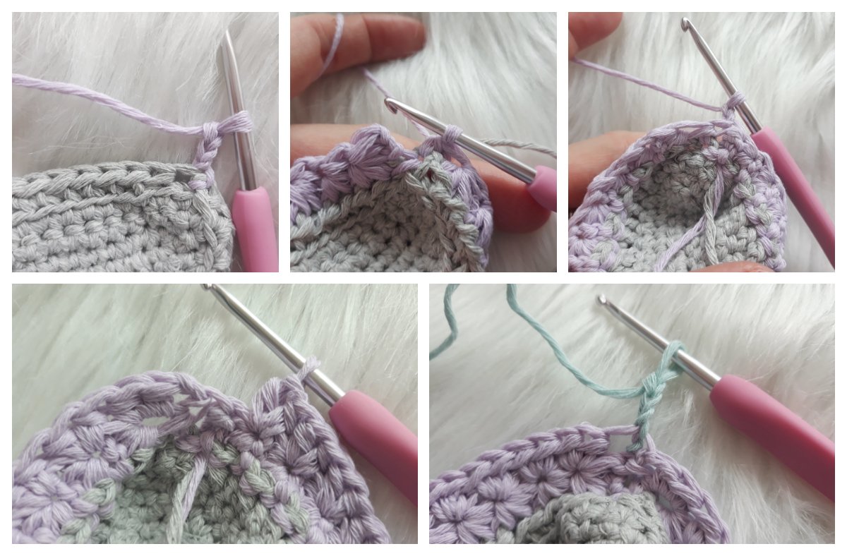 Blog-Inhaltsbild für 'Taschen- Set im Sternchenmuster, kostenlose Häkelanleitung'